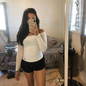 White Hollister Off The Shouldee Long Sleeve Top